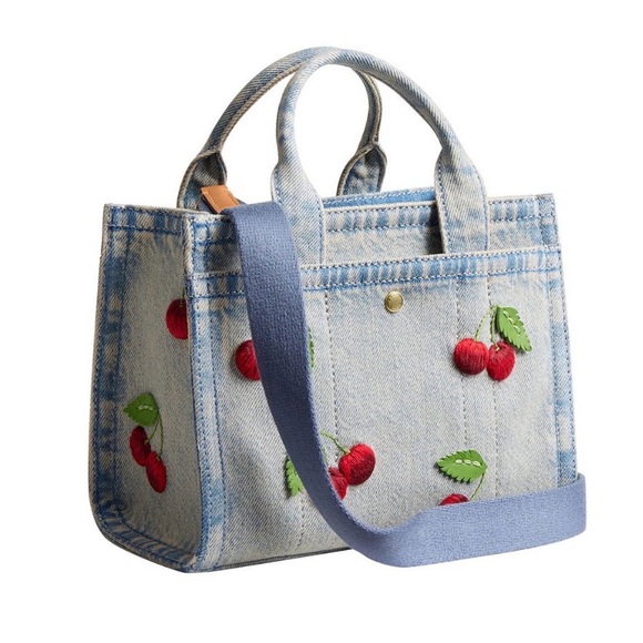 Coach Blue Denim Tote with Red Cherry Design - Picture 4 of 11